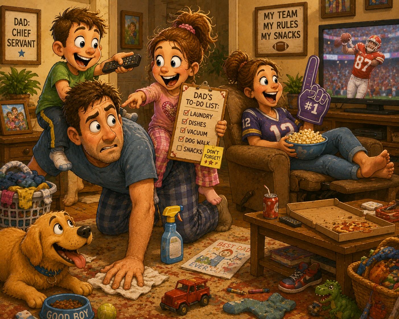 Funny adult life cartoon about a dad