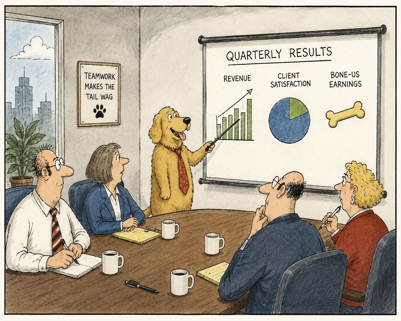 Funny adult life cartoon about a meeting