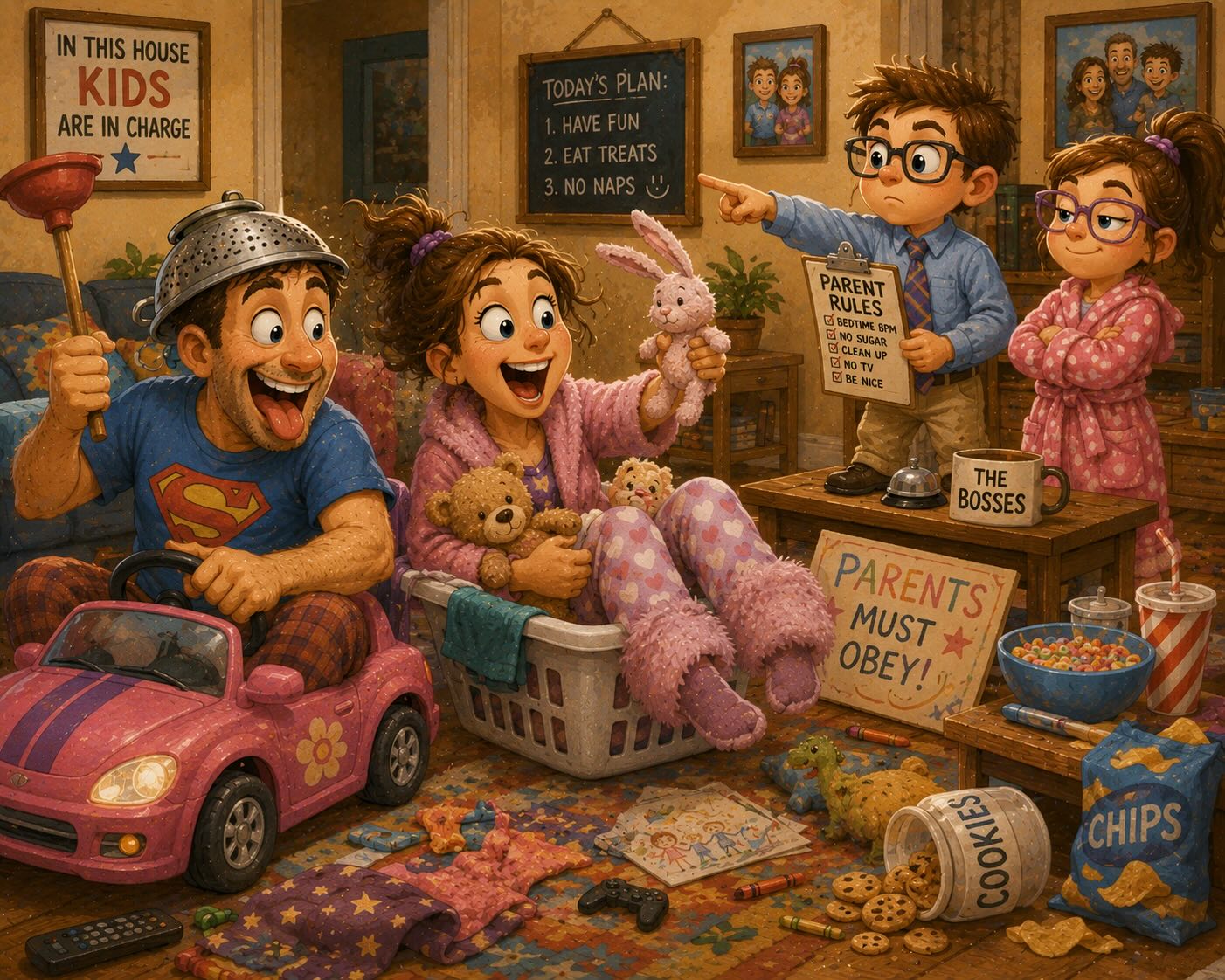 Funny family siblings cartoon