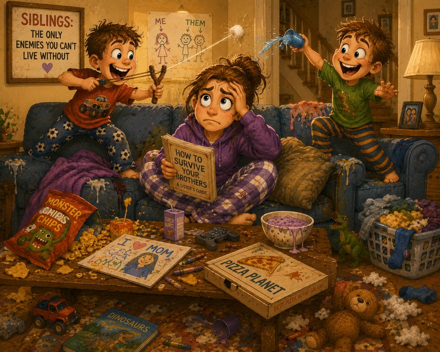 Funny family sister cartoon