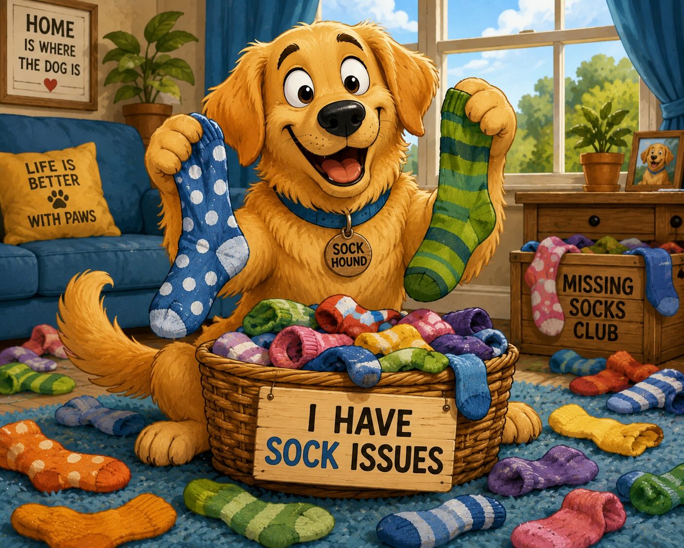 Funny pet sock dog cartoon