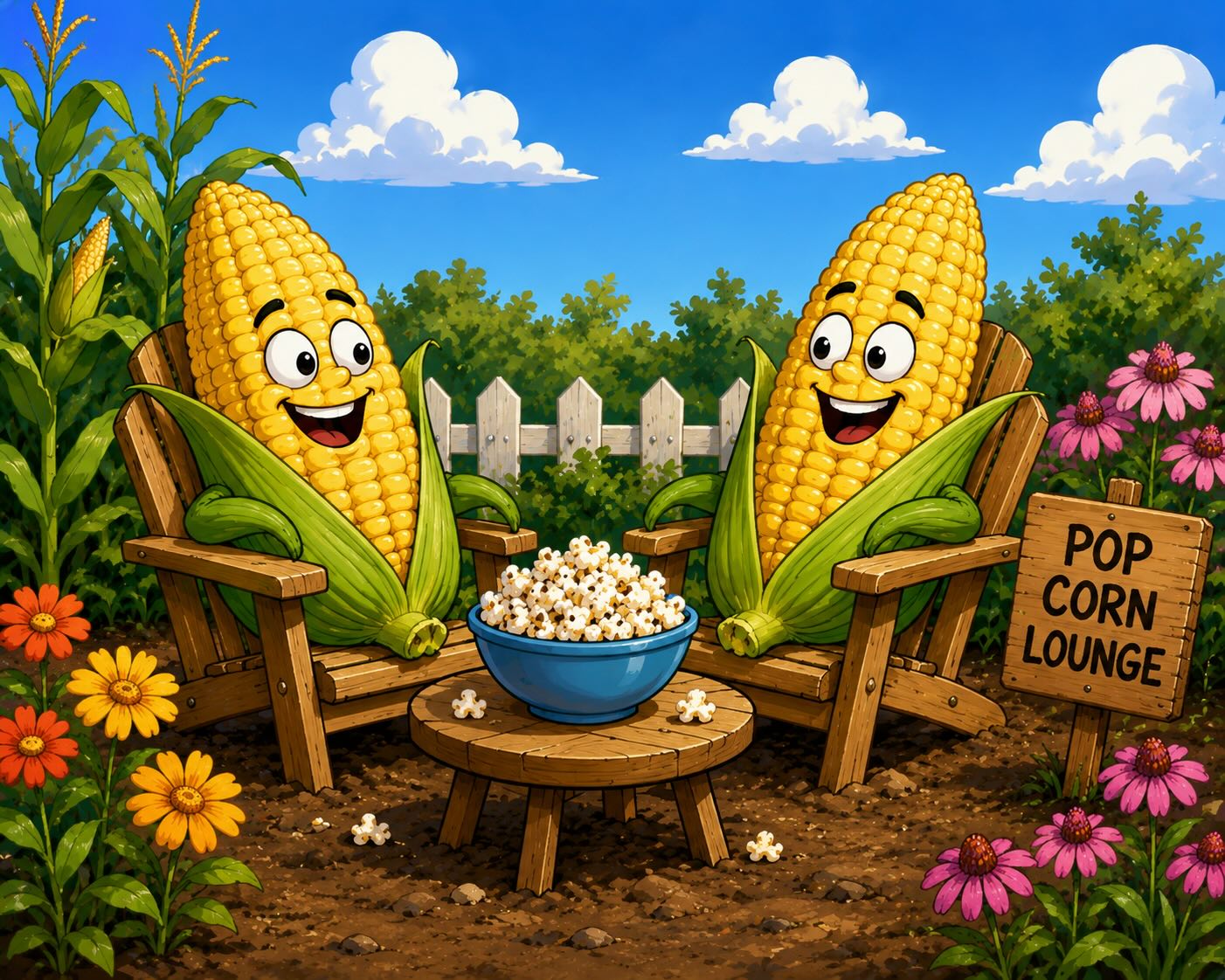 Funny pun cartoon with a corn joke