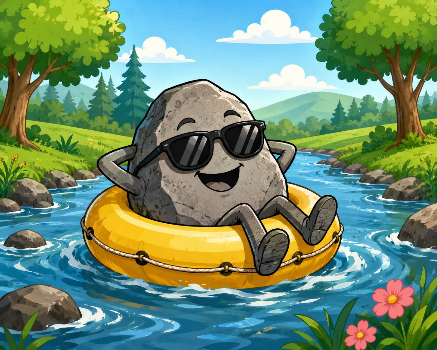 Funny pun cartoon with a rock joke