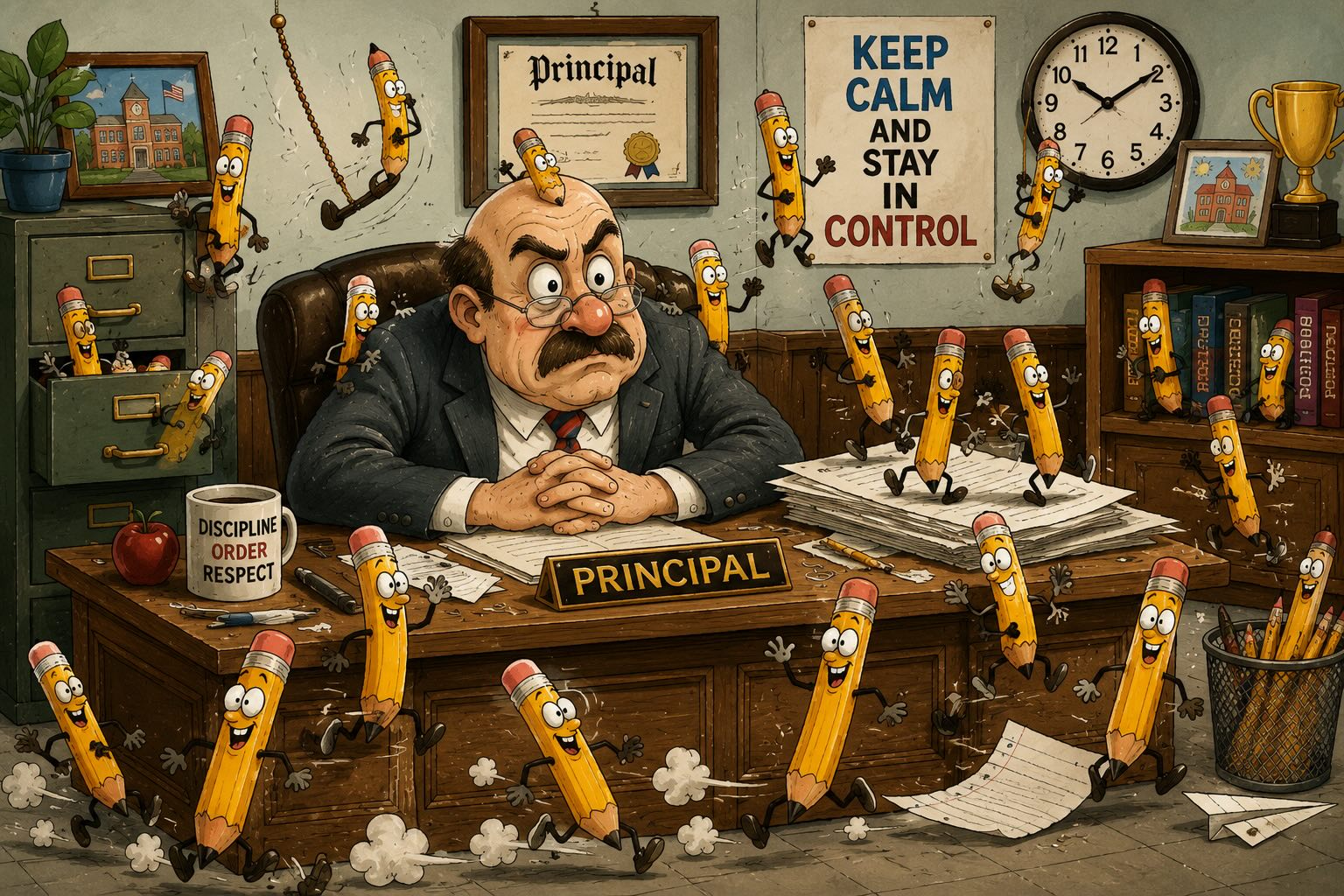 Funny school principal cartoon